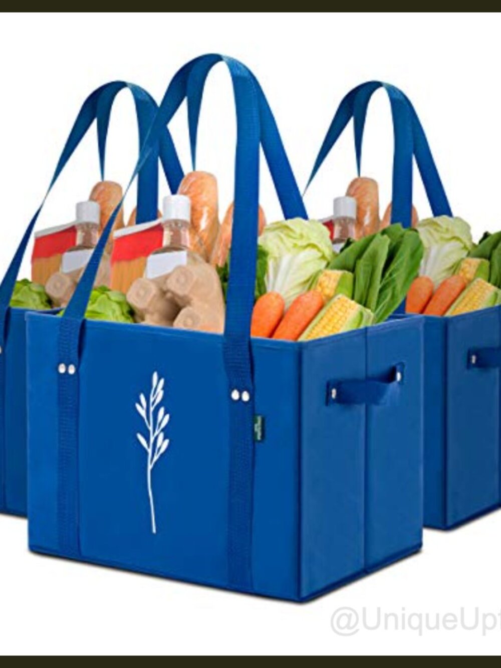 Heavy Duty Reusable Grocery Bags Non-Woven Fabric Tote 3 Pack